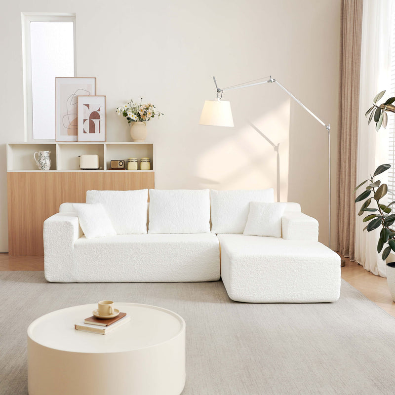 Cloud Sectional Couch With L Shape Chaise, Deep Seat - White