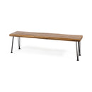 Zion - Industrial Wood And Metal Rectangular Bench With Faux Live Edge Design - Teak