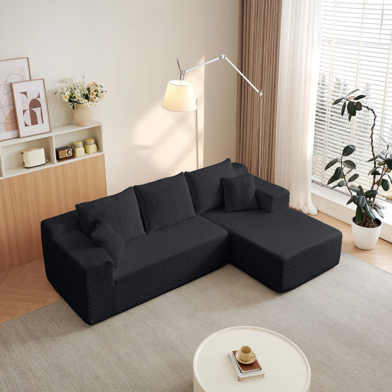 Modular Cloud Sectional Couch With L Shape Chaise - Black