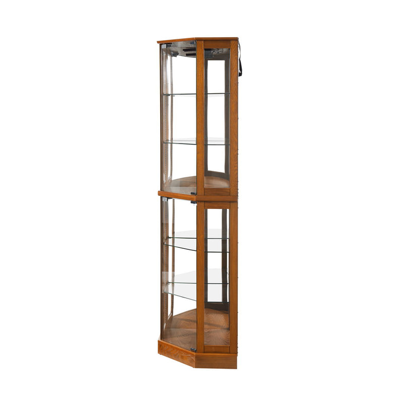 6 Shelf Corner Curio Display Cabinet With Lights, Mirrors And Adjustable Shelves (E26 Light Bulb Not Included)