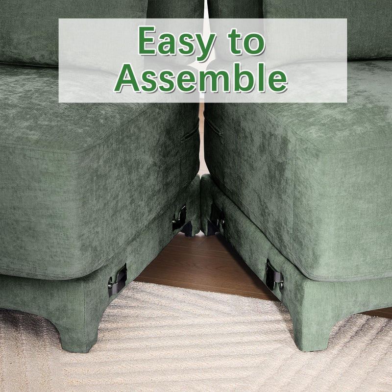 Stylish Sofa With Ottoman And Lumbar Pillows, Ergonomic Design