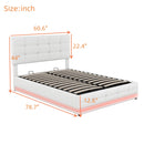 Full Size Tufted Upholstered Platform Bed with Hydraulic Storage System,PU Storage Bed with LED Lights and USB charger, White(Expected Arrival Time: 5.15,AT)
