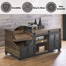 Nineel - Coffee Table - Obscure Glass, Rustic Oak & Black Finish - Atlantic Fine Furniture Inc