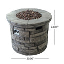 Contemporary Circular Fire Pit With 40, 000 Btu - Gray
