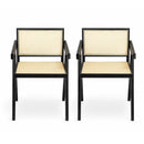 Chandigarh Arm Dining Chair With Natural Cane Design (Set of 2)