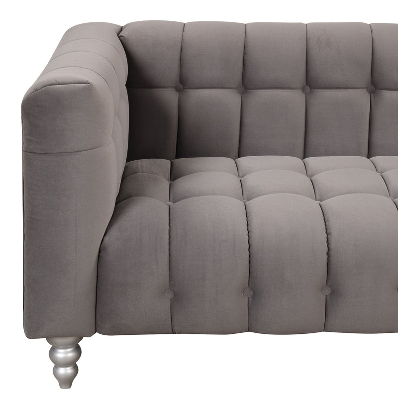 Modern Sofa Dutch Fluff Upholstered Sofa With Wood Legs, Buttoned Tufted Backrest