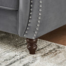 Chesterfield 3 And 2 Seater Velvet Upholstery Sofa With Roll Armrest & Nailhead Fabric Couch