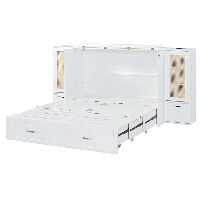 Murphy Wall Bed With Drawer And Rattan Decoration