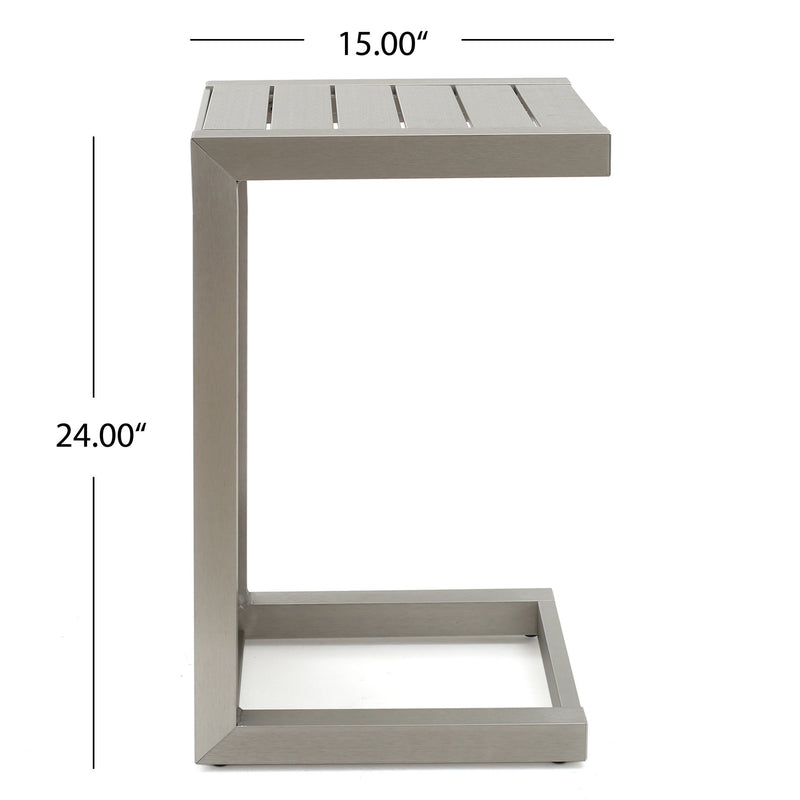 Aluminum Outdoor C - Shaped Side Table For Patio