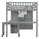 Loft Bed With Stairs, Bookshelf, Drawers, Desk & Wardrobe, Space Saving Multifunctional Furniture