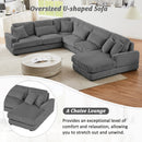 Oversized Sectional Sofa U - Shaped Sofa Couch Modern Sofa Upholstered In Soft Corduroy With A Chaise Lounge For Living Room