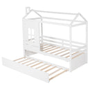 Twin Size Classic House Bed With Twin Size Trundle - White
