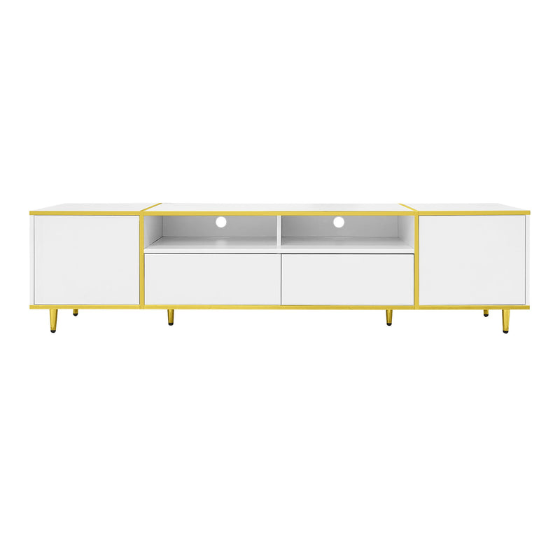 TV Stand For TVs Up To 80", Entertainment Center With 2 Shelves And LED Lights