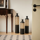Floor Metal Vases Decorated Metal Vases (Set of 3) Gorgeous Home Decoration Large Glazed Metal Vases - Black / Gold