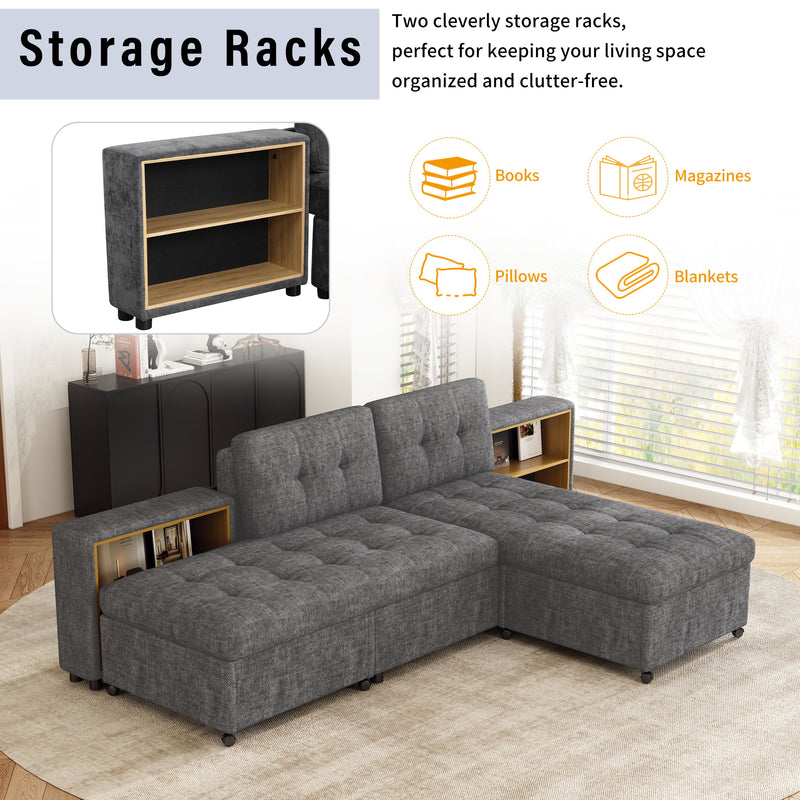 Versatile Modular Free-Combined Sofa With 2 Storage Racks