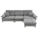 L Shaped Convertible Sectional Sofa 4 Seat Tufted Couch Set With Two Tone Adjust Legs Cloud Movable Ottoman