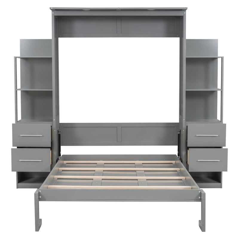 Murphy Wall Bed With Shelves, Drawers And LED Lights