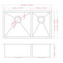 Modern Double Bowl Undermount Kitchen Sink 50 / 50 Design Stainless Steel