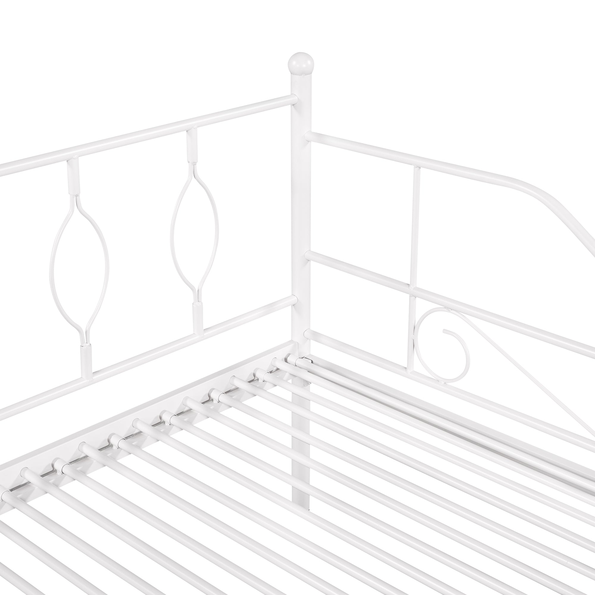 Twin Size Metal Daybed with Trundle, Daybed with Slat No Box required White - Atlantic Fine Furniture Melbourne FL