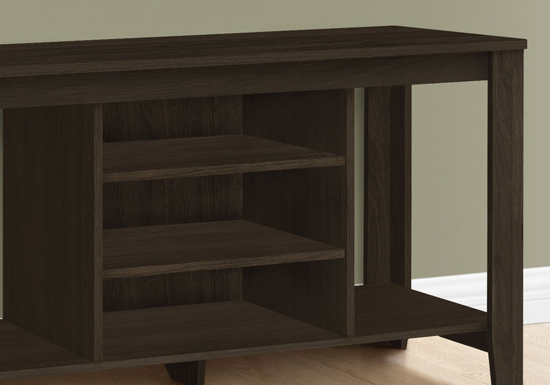 TV Stand, Console, Media Entertainment Center, Storage Shelves, Durable Construction - Espresso