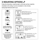 52" Crystal Shade Ceiling Fan Lamp, 3 Speed, 4 Timing, 5 Reversible Blades Crystal Ceiling Fan, 5 Pieces X E12 (No Include Bulb), Hand Pull Chain - Matte Black