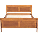 Full Size Wood Platform Bed with Headboard and Wooden Slat Support (Oak)