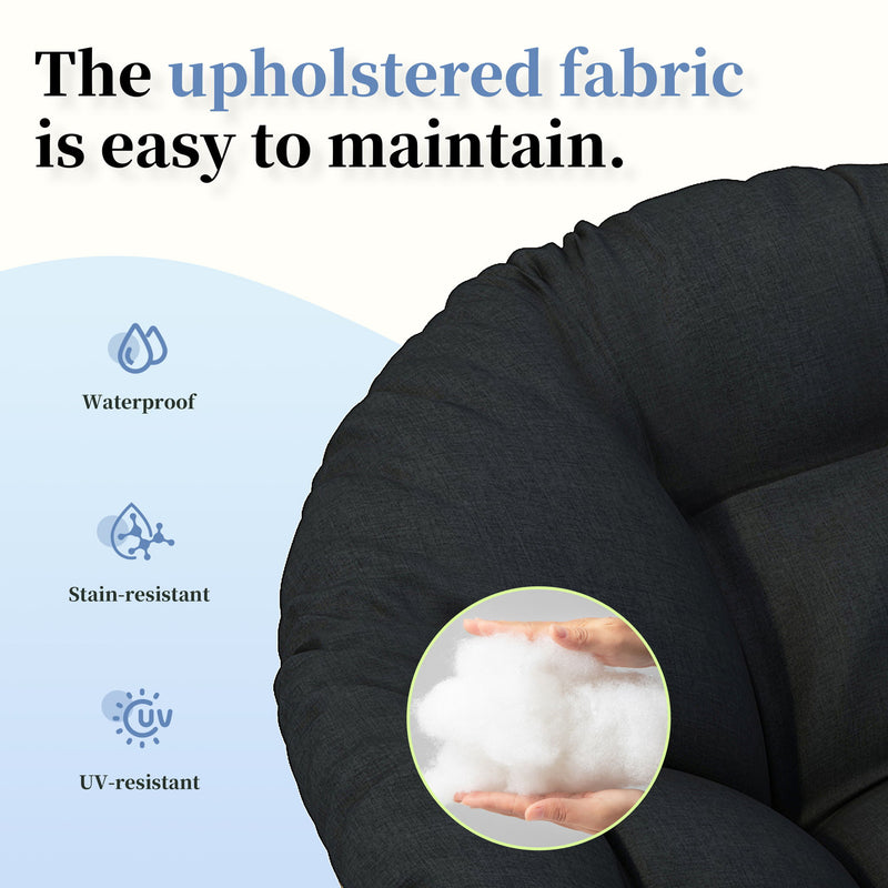 Ergonomic Wicker Chair With Cloud Thick Density Cushion, 3 Proof Cover High Capacity Iron Frame Fluid 360° Swivel