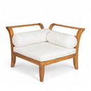 6 Piece Patio Sofa Set, Acacia Wood Outdoor Modular Sectional Garden Furniture Set L Shaped Conversation Set, Convertible Daybed With Tea Table, Ottoman, 5 Cushions And Pillows - Teak / Beige