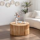 Cylindrical Coffee Table With Vertical Texture Relief