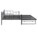 Full Size Metal Daybed with Twin Size Adjustable Trundle, Portable Folding Trundle, Black(OLD SKU:MF293736AAB)