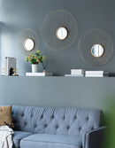 Wall Mirror Abstract Designed Wall Mirrors WithFrame For Home & Office, Top Of Sideboard (Set of 3) - Gold