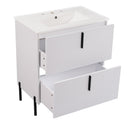 Bathroom Vanity With Ceramic Sink, Fluted Design