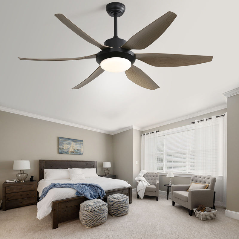 Indoor Ceiling Fan With Dimmable Led Light ABS Blades Remote Control Reversible Dc Motor For Living Room - Black