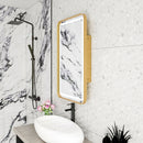 Rectangle Medicine Cabinet Mirror Bathroom Mirror With Storage Wall Mounted Medicine Mirror Cabinet With LED - Gold