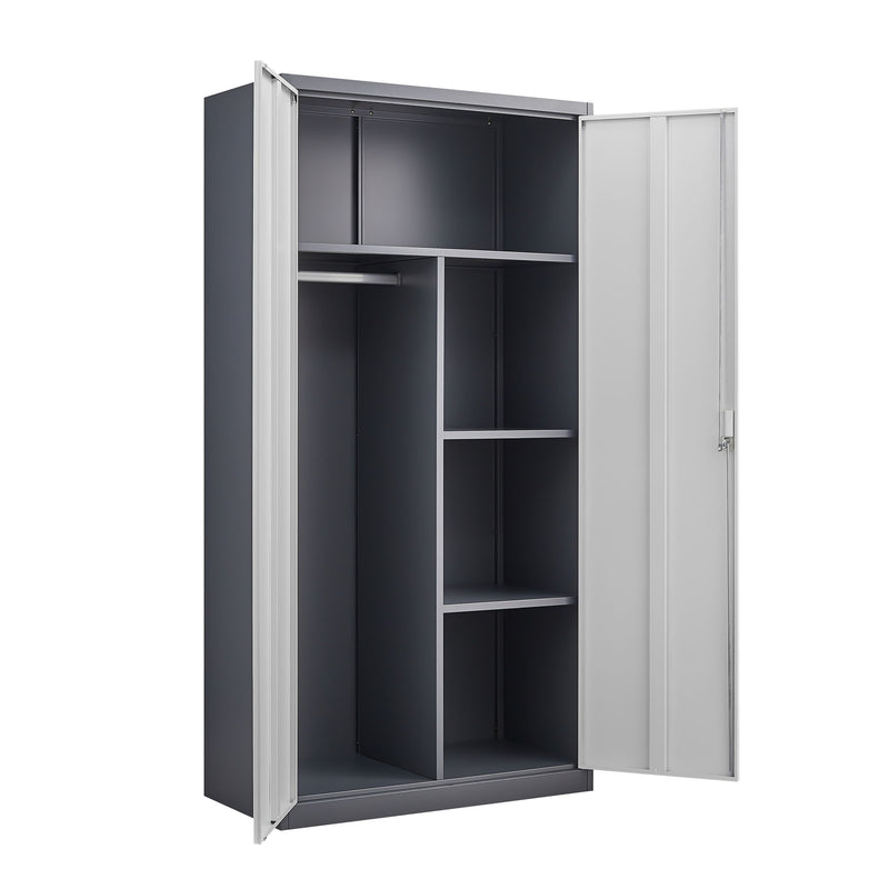 Large Capacity Wardrobe With Hanging Rod And Compartments