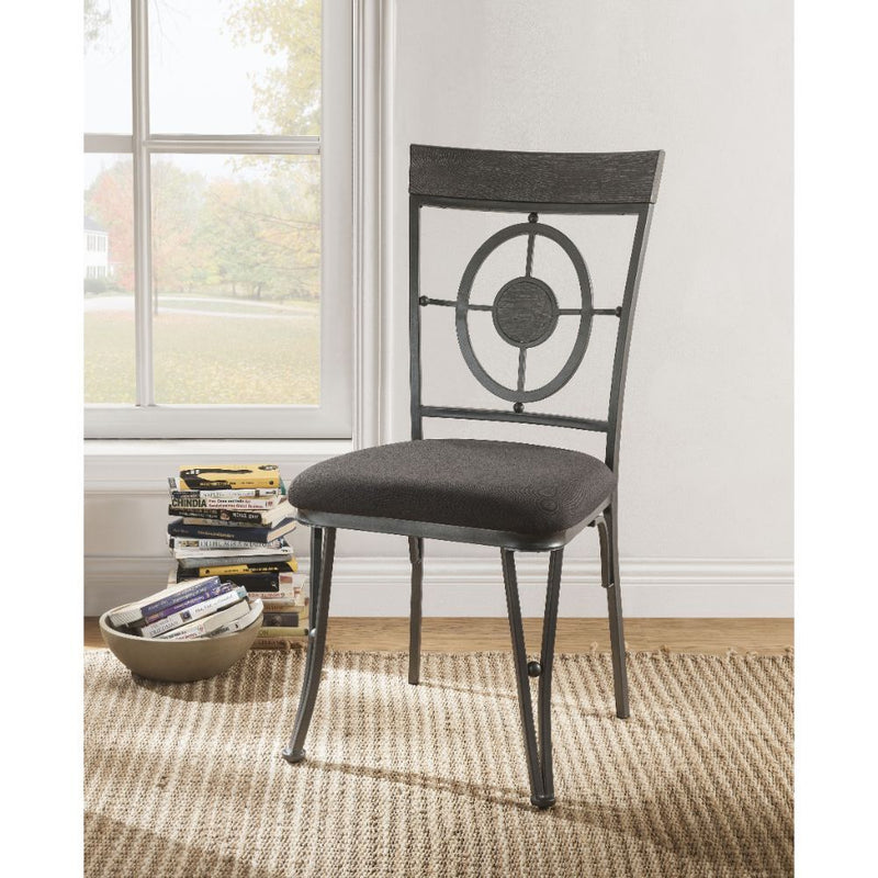 Landis - Side Chair (Set of 2) - Brown Fabric & Gunmetal