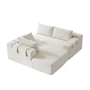 Modern Chenille Upholstered Sectional Sofa Couch Set With 6 Pillows,Free Combination