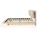 Upholstered Platform Bed With Sensor Light And 2 Large Backrests, With 2 Sets Of USB Port And Socket On Each Rear Bed Leg
