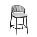 Outdoor 26" Counter Height Metal Frame Counter Stools With Scallop Shaped Backrest & Water Resistant Cushions