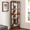 6 Shelf Corner Curio Display Cabinet With Lights, Mirrors And Adjustable Shelves (E26 Light Bulb Not Included)