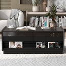 Modern Rectangle Coffee Table With 4 Drawers And 2 Display Shelves