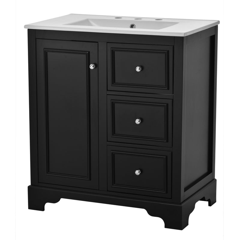 Bathroom Vanity With Sink, Modern Elegant Bathroom Storage Cabinet With 3 Drawers And Adjustable Shelves, Freestanding Vanity Set With Mirror Cabinet, Single Sink Bathroom Vanity