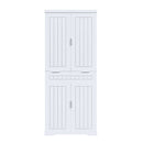 Farmhouse Style Pantry Cabinet With Drawer 2 Cabinets & 6 Door Shelves Adjustable Shelves Freestanding Cupboard - White