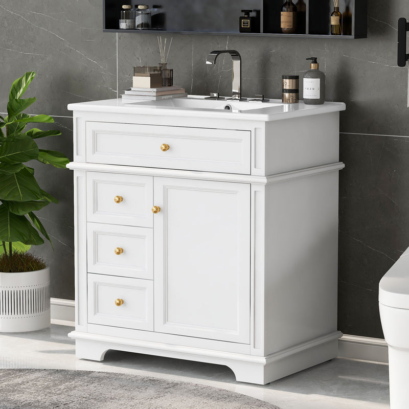 Freestanding Bathroom Vanity With Sink, Soft Closing Door, Tip Out Drawer