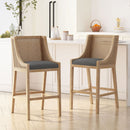 Celestiality - Upholstered Barstool With Cane Webbing Backrest (Set of 2)