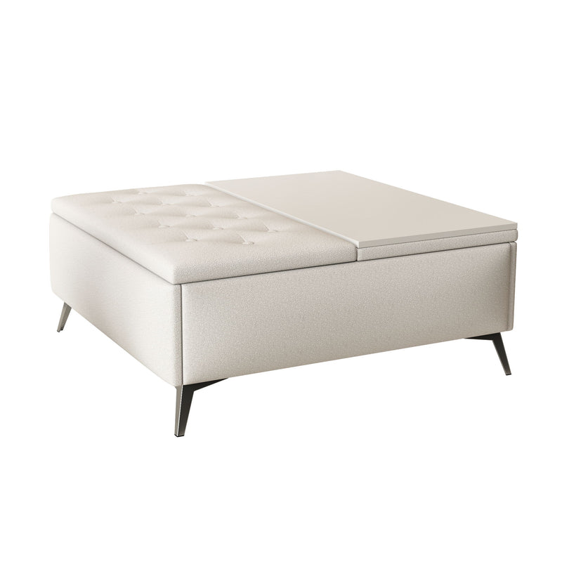 Modern Square Storage Ottoman Coffee Table With Lift-Top Design