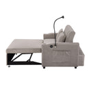 Convertible Sofa Bed Loveseat Sofa With Three USB Ports, Two Side Pockets, Two Cup Holders And 360° swivel Phone Holder For Living Room