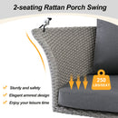 2 Person Hanging Seat, Rattan Woven Swing Chair, Porch Swing With Ropes