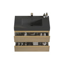 Alice - Natural Oak Bathroom Vanity With Sink, Large Storage Wall Mounted Floating Bathroom Vanity For Modern Bathroom, One-Piece Black Sink Basin Without Drain