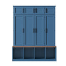 Farmhouse Hall Tree With 4 Hidden Hanging Hooks And 8 Doors